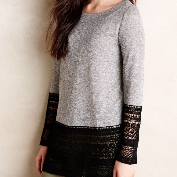 Anthropologie Tops - Anthro Sunday in Brooklyn Black Lace Grey Top